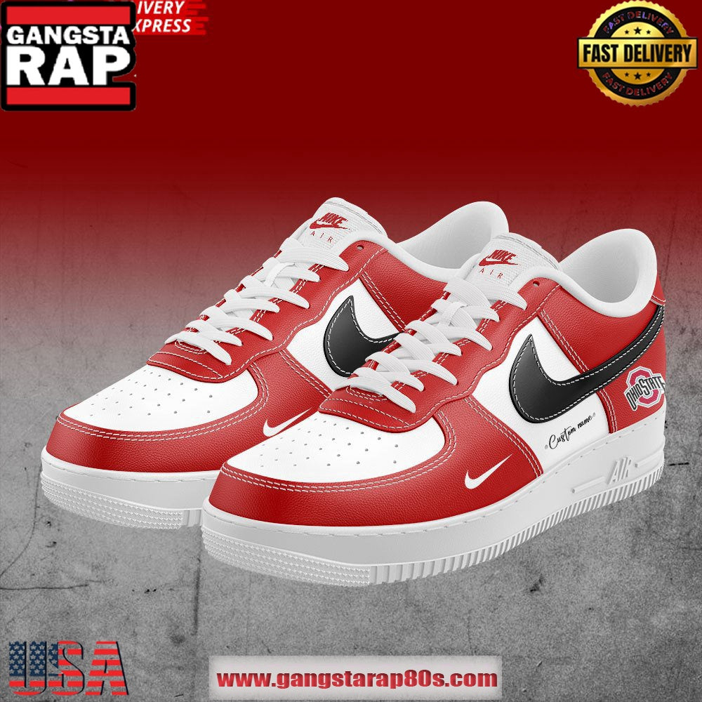 Ohio State Football Custom Name Air Force 1 Sneakers Shoes