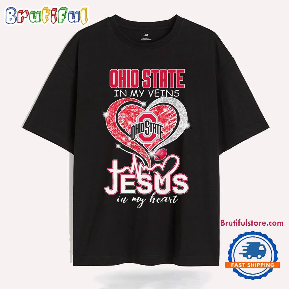 Ohio State In My Veins Jesus In My Heart T Shirt