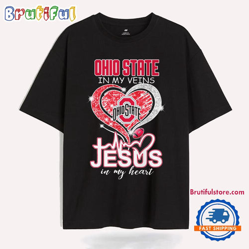 Ohio State In My Veins Jesus In My Heart T Shirt