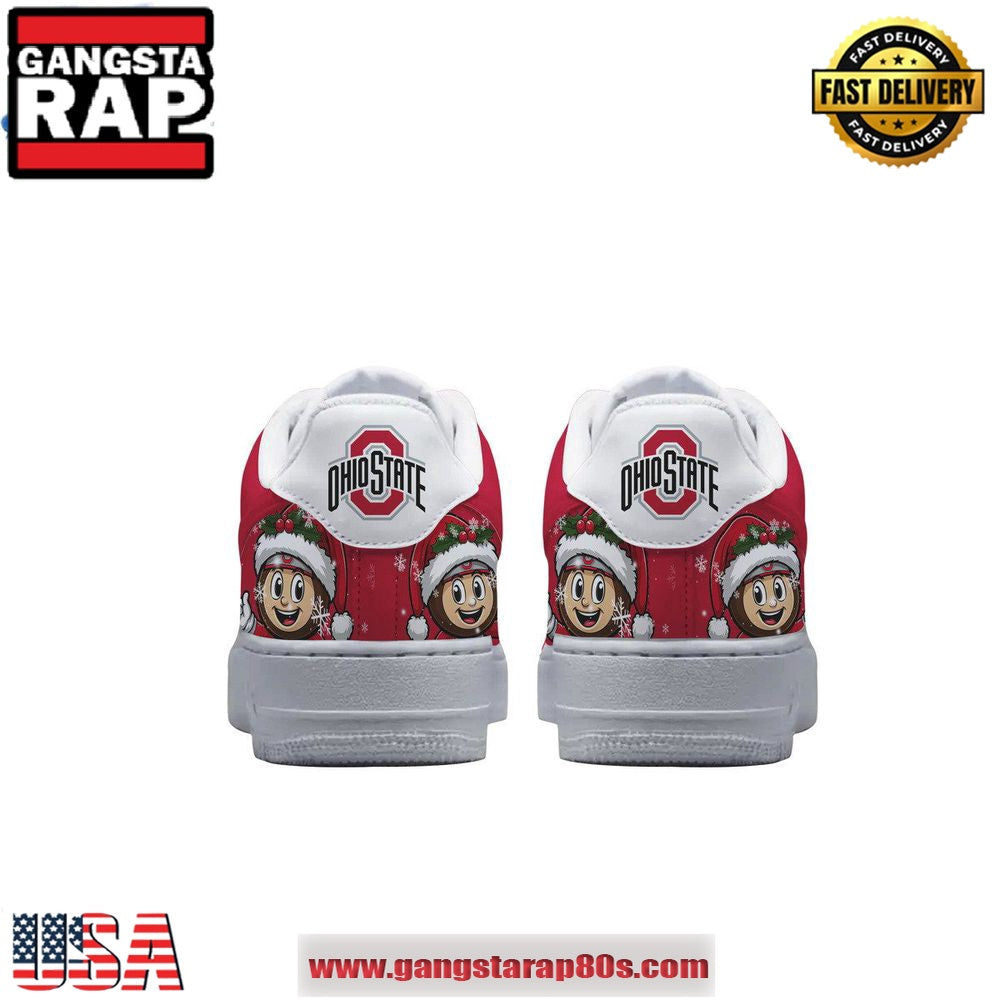 Ohio State Merry Christmas Bucks Air Force 1 Running Sneakers Shoes