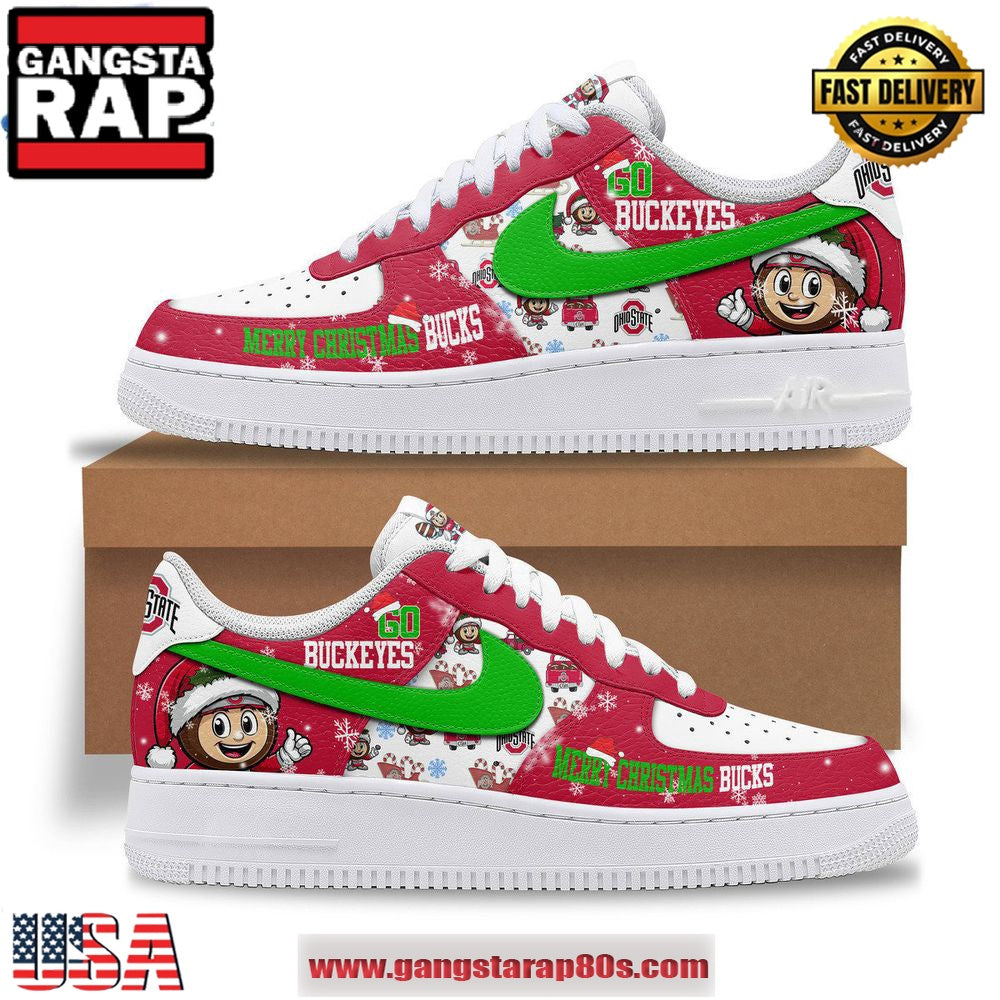 Ohio State Merry Christmas Bucks Air Force 1 Running Sneakers Shoes
