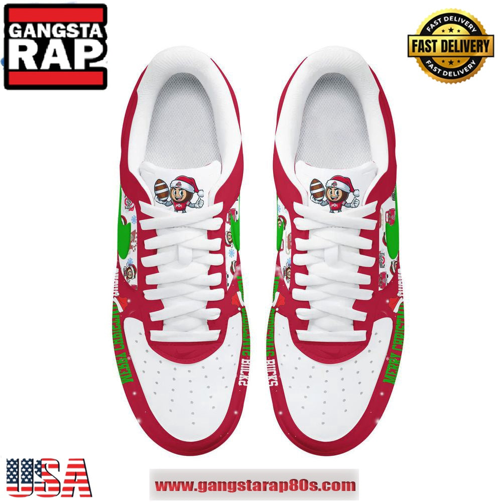 Ohio State Merry Christmas Bucks Air Force 1 Running Sneakers Shoes