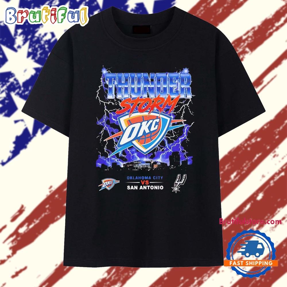 OKC Thunders vs San Antonio Spurs 2026 NBA Western Conference Finals Playoffs Thunderstorm graphic T Shirt