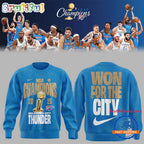 Oklahoma City Thunder 2025 NBA Champions Confetti Locker Room Blue Hoodie T-Shirt
