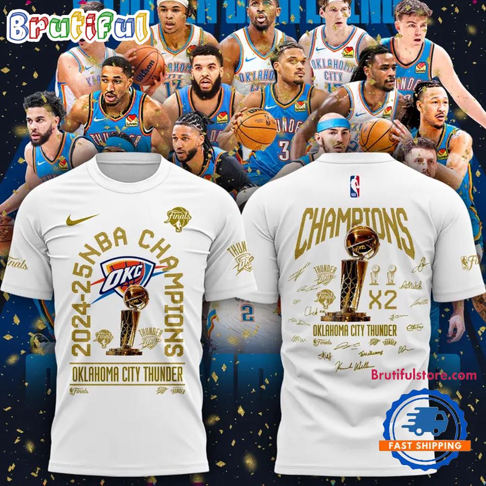 Oklahoma City Thunder 2025 NBA Finals Champions Locker Room 3D Shirt
