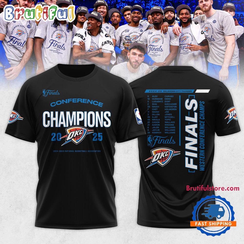 Oklahoma City Thunder 2025 Western Conference Champions Black Shirt