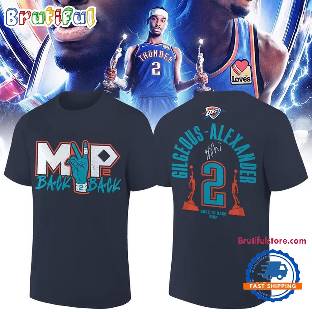 Oklahoma City Thunder 2026 MVP Back 2 Back Signature Hoodie T-Shirt