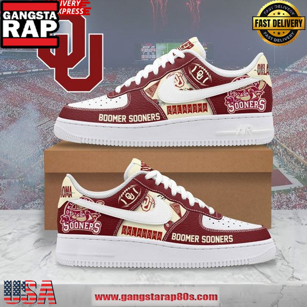 Oklahoma Sooners Boomer Limited Edition Air Force 1 Running Sneakers Shoes