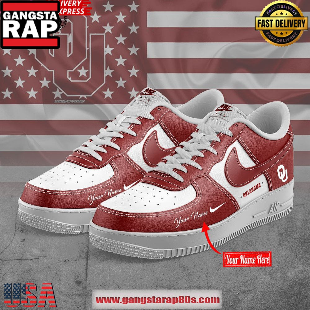 Oklahoma Sooners Custom Air Force 1 Running Sneakers Shoes