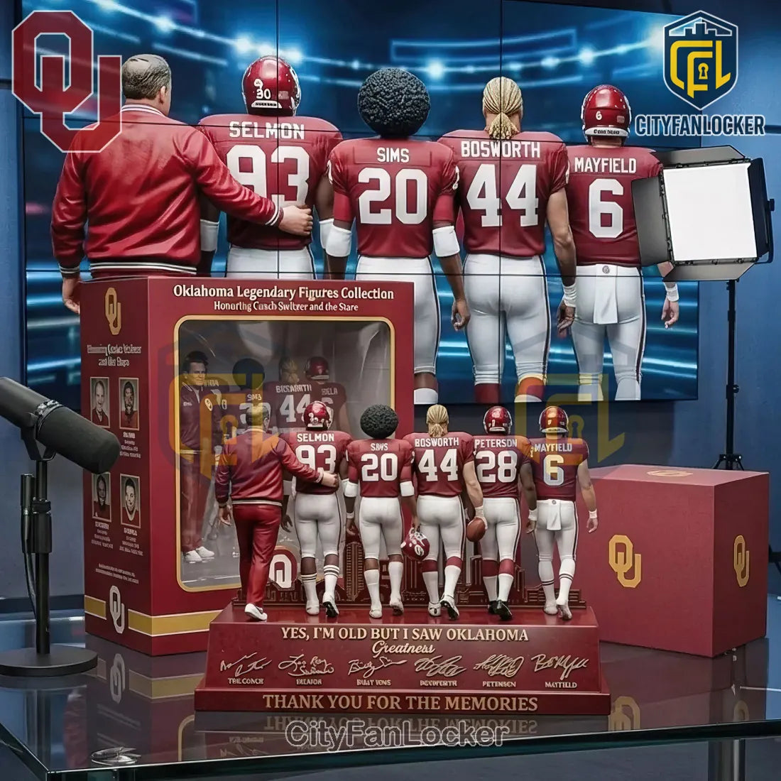 Oklahoma Sooners Legendary Figures Coach Switzer Commemorative Figurine Set