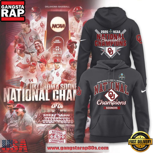 Oklahoma Sooners National Champions NCAA Baseball 2026 Unisex Hoodie