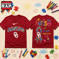 Oklahoma Sooners NCAA Autism Awareness Puzzle Ribbon Hoodie T-Shirt