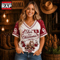 Oklahoma Sooners NCAA Bow and Floral Team Spirit V Neck T Shirt