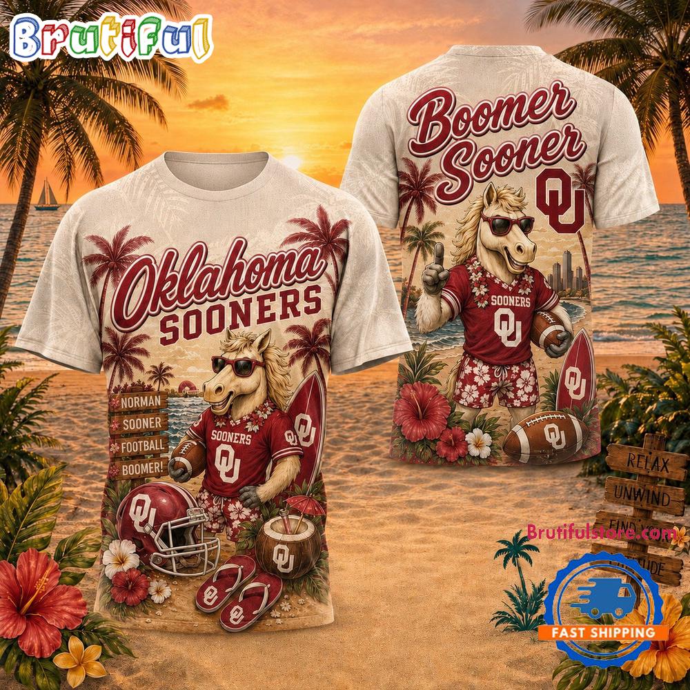 Oklahoma Sooners NCAA Mascot Beach Vibes Sports Limited Edition 3D Shirt