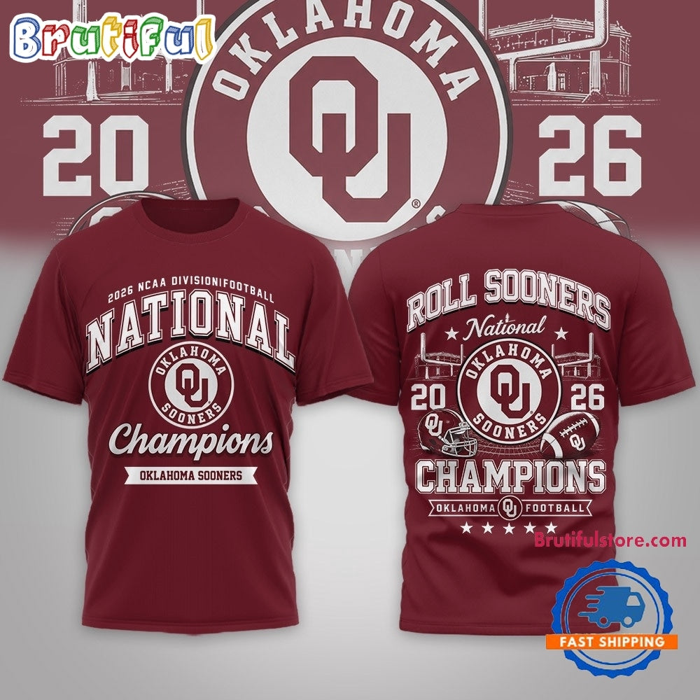 Oklahoma Sooners NCAA Road to Glory 2026 Football Champions 3D Shirt