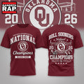 Oklahoma Sooners NCAA Road to Glory 2026 Football Champions 3D Shirt