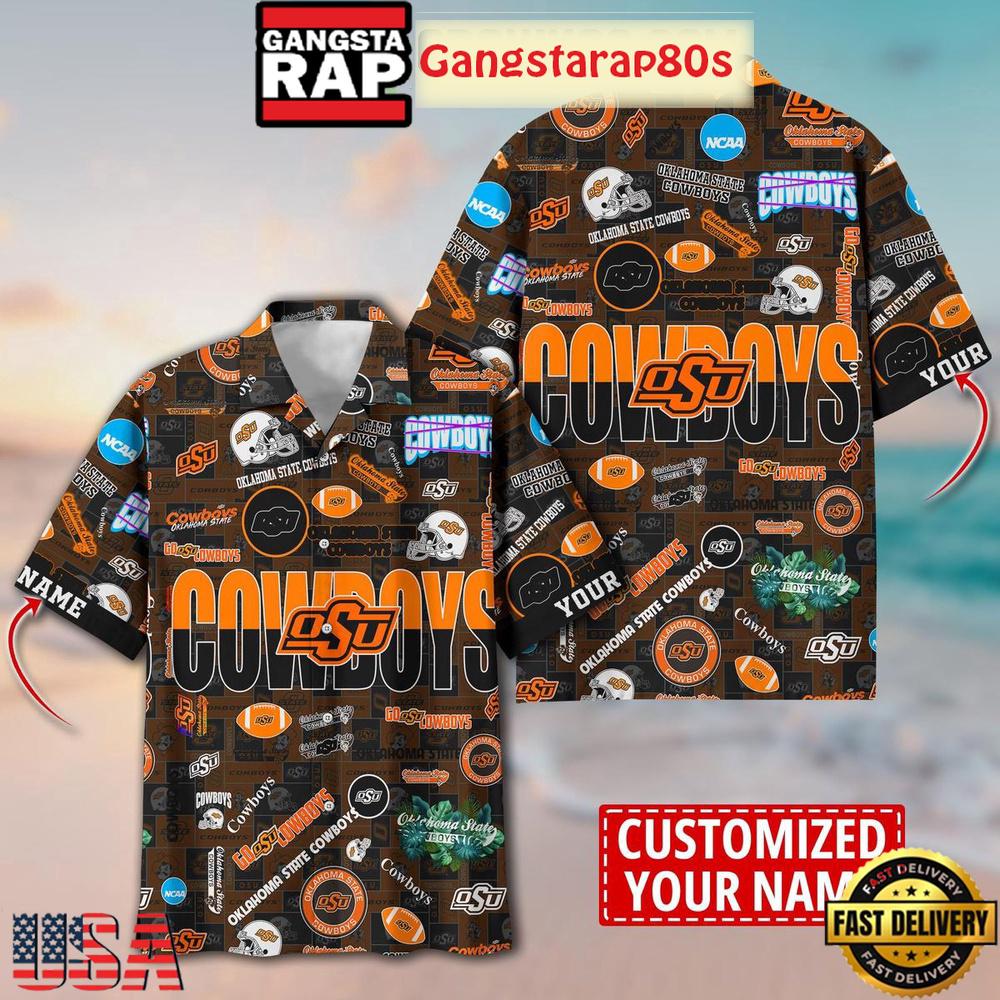 Oklahoma State Cowboys Solgan Go Cowboys True Fan Spirit Custom Name Aloha Hawaiian Shirt