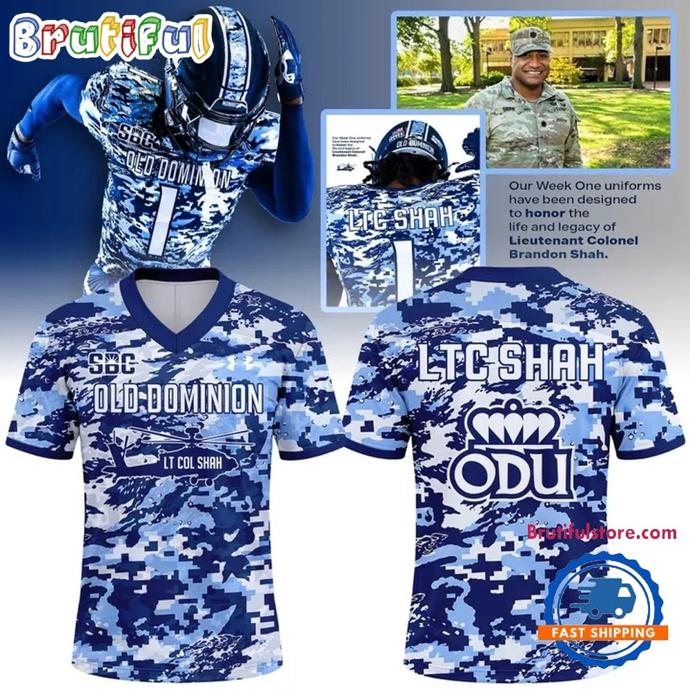Old Dominion Monarchs Lieutenant Colonel Brandon Shah Football Jersey