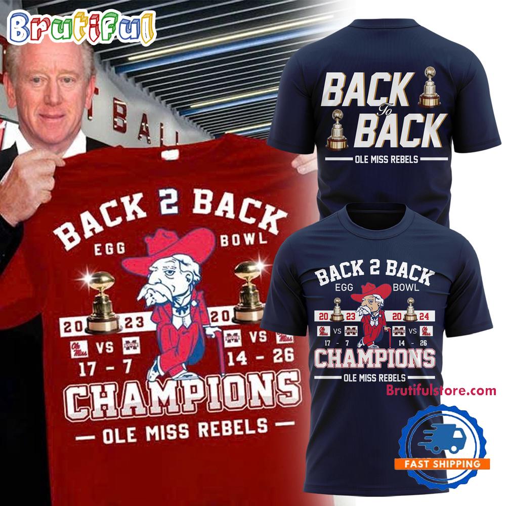 Ole Miss Rebels 2024 Egg Bowl Back To Back Champions Limited Edition Navy Hoodie T-Shirt