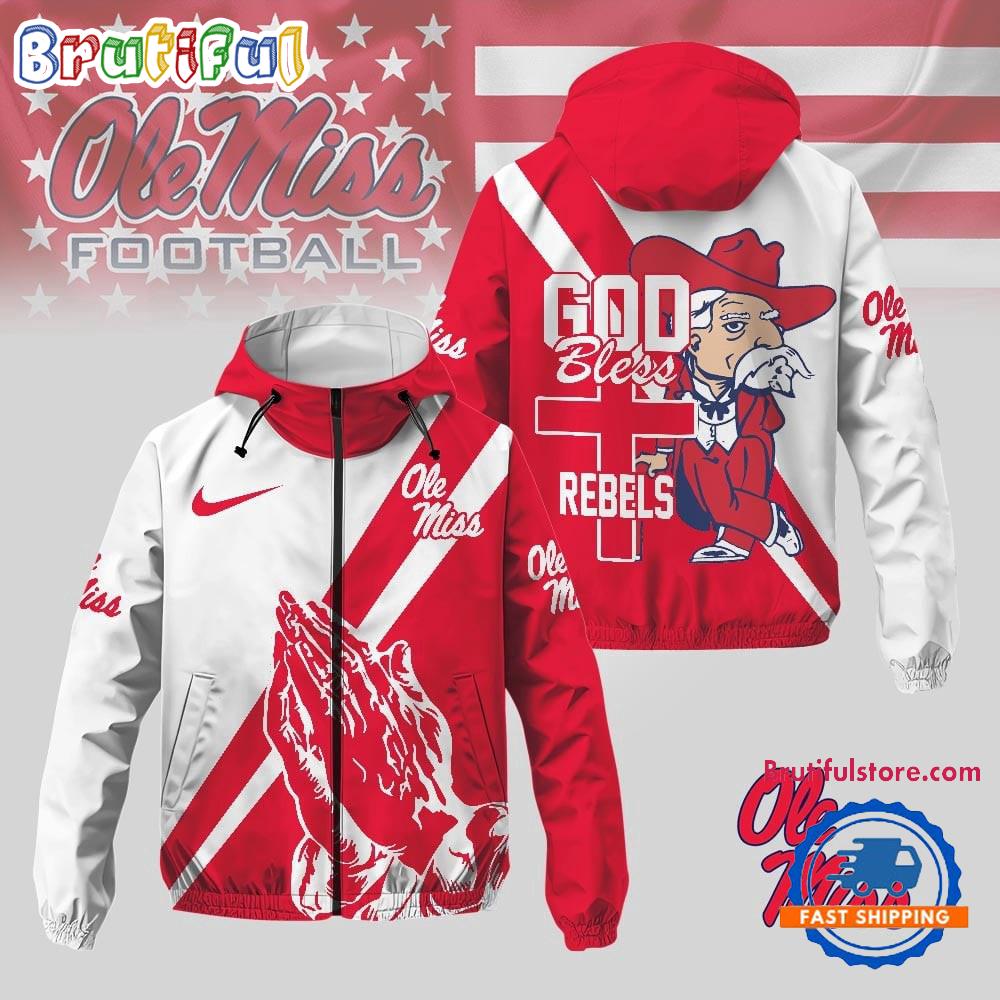 Ole Miss Rebels 2025 NCAA God Bless My Team Windbreaker Jacket