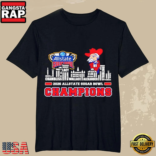 Ole Miss Rebels 2026 Allstate Sugar Bowl Champions City Skyline All Names T-Shirt