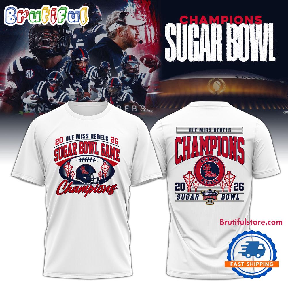 Ole Miss Rebels 2026 Sugar Bowl Game Champions White T Shirt