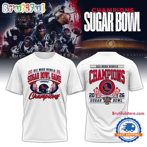 Ole Miss Rebels 2026 Sugar Bowl Game Champions White T Shirt
