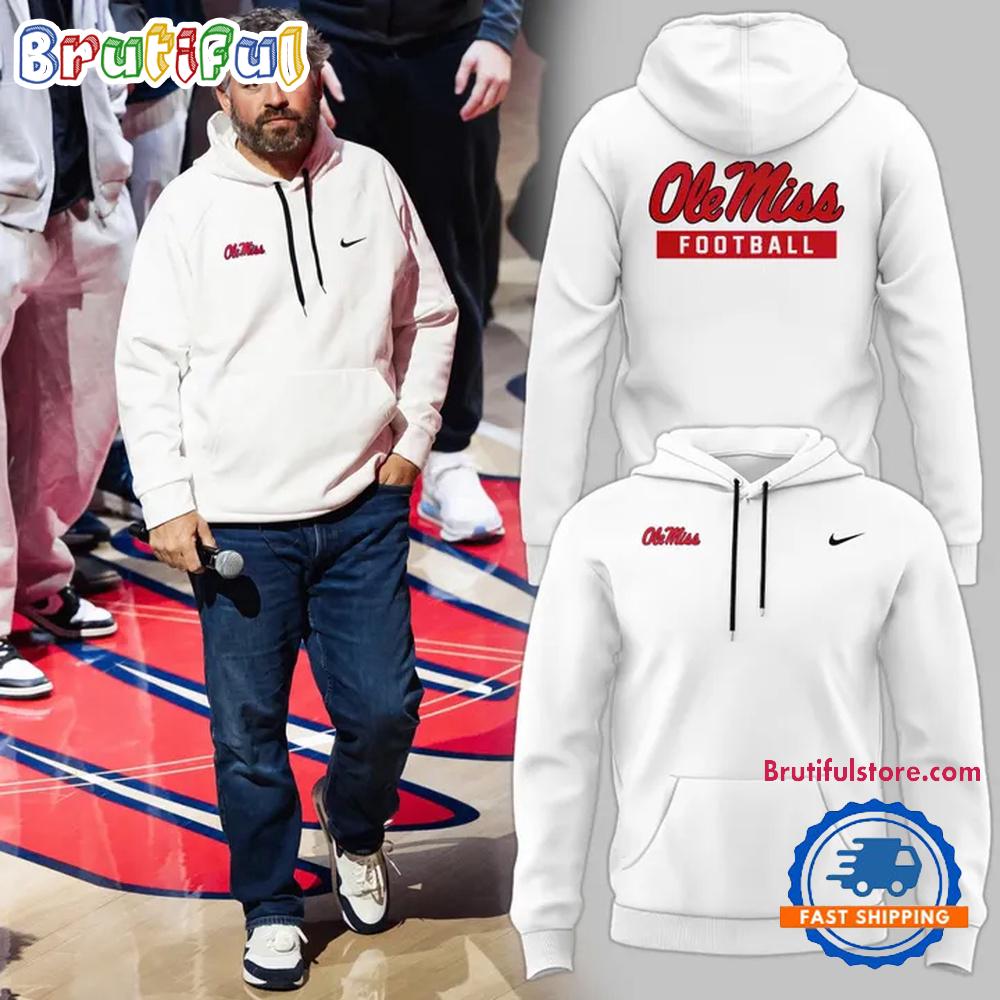 Ole Miss Rebels Coach Pete Golding 2025 White Hoodie Shirt