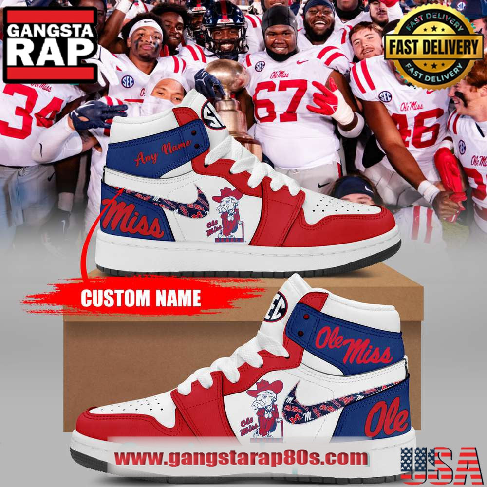 Ole Miss Rebels Custom Limited Edition Air Jordan 1 Sneakers Shoes