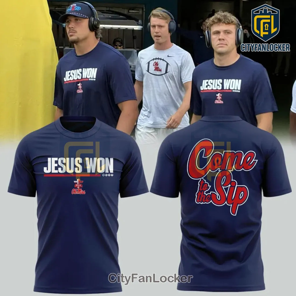 Ole Miss Rebels Jesus Won Blue Hoodie