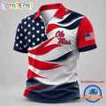 Ole Miss Rebels NCAA Freedom Wave Zipper Polo Shirt