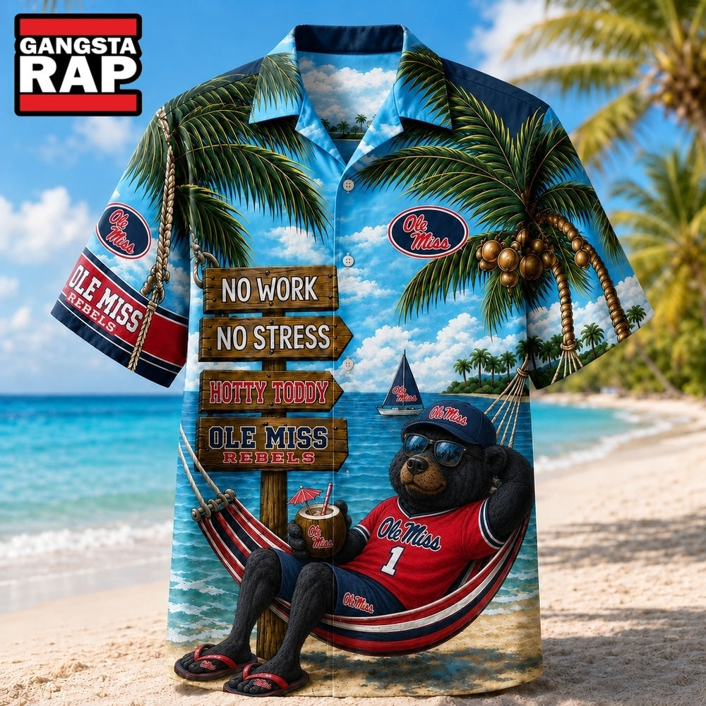 Ole Miss Rebels NCAA No Work No Stress Hawaiian Shirt