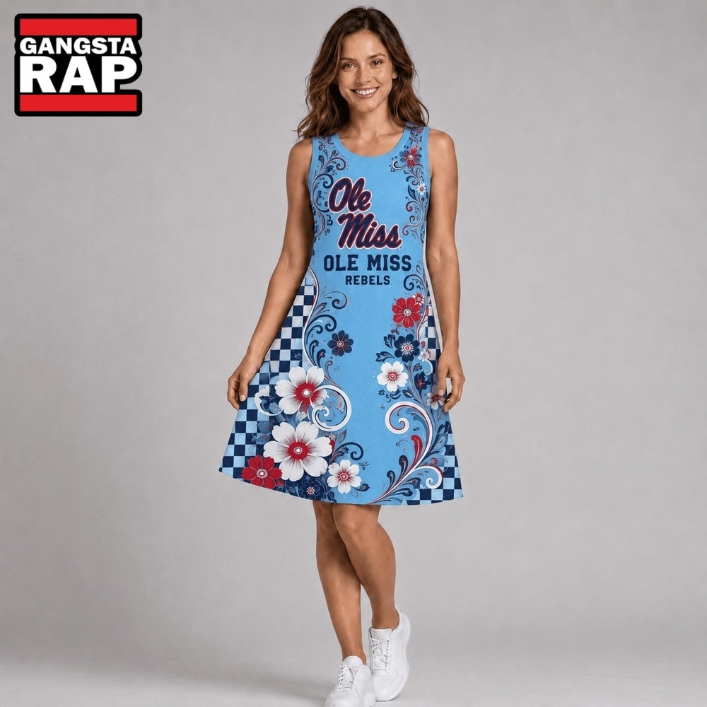 Ole Miss Rebels NCAA Sporty Floral Elegance Women’s Sleeveless Dress
