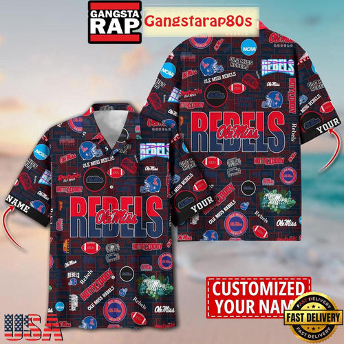 Ole Miss Rebels Solgan Hotty Toddy True Fan Spirit Custom Name Aloha Hawaiian Shirt