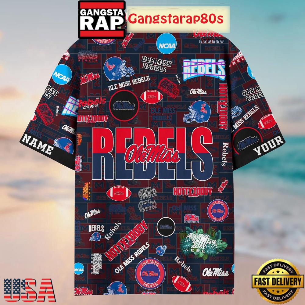 Ole Miss Rebels Solgan Hotty Toddy True Fan Spirit Custom Name Aloha Hawaiian Shirt