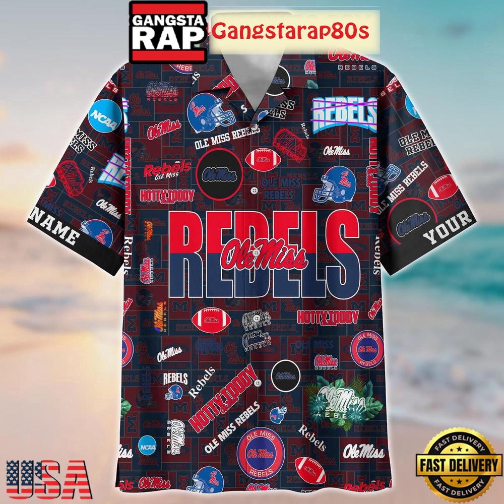 Ole Miss Rebels Solgan Hotty Toddy True Fan Spirit Custom Name Aloha Hawaiian Shirt