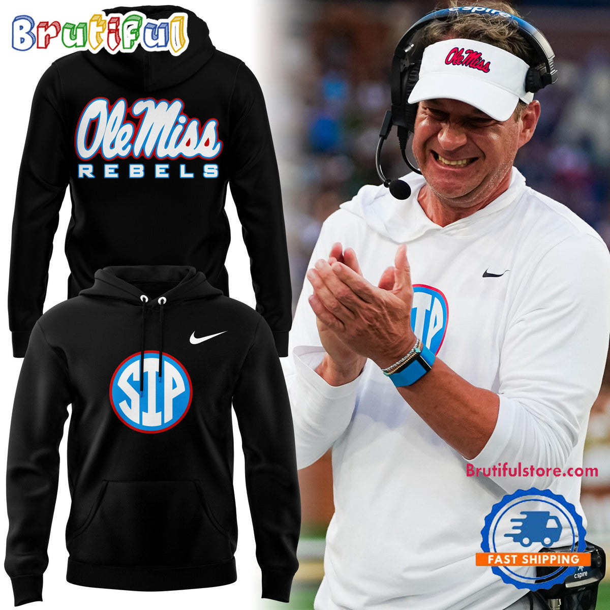 Ole Miss Rebels Special Edition Coach Lane Kiffin Black Hoodie