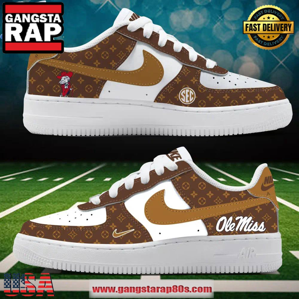 Ole Miss x Louis Vuitton Limited Edition Air Force 1 Running Sneakers Shoes