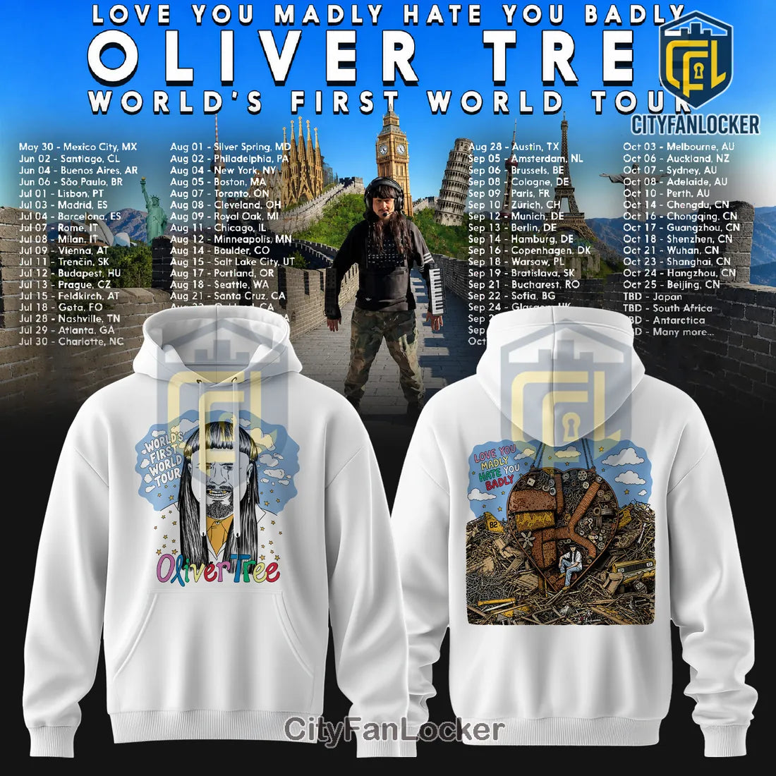 Oliver Tree World Tour Chaos White Hoodie