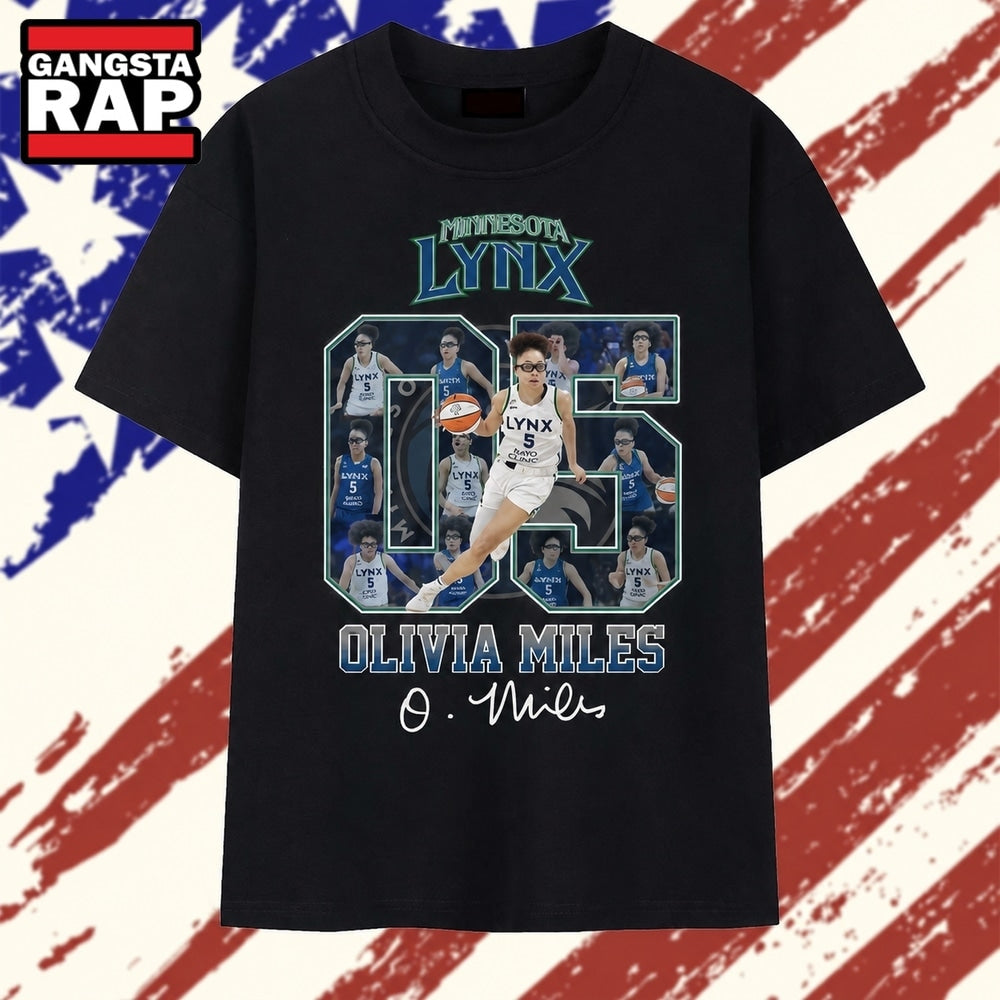 Olivia Miles #5 Minnesota Lynx Signature Number Collage T Shirt
