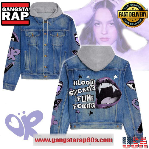 Olivia Rodrigo Blood Sucker Fame Fcker Hooded Limited Edition Denim Jacket