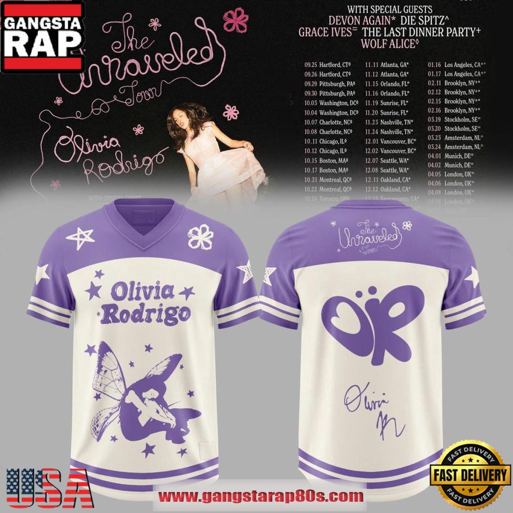 Olivia Rodrigo The Unraveled Tour 2026 Special Football Jersey