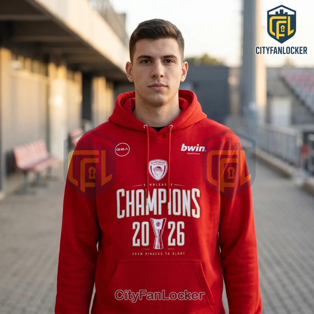 Olympiacos Piraeus BC 2026 EuroLeague Champions Red Hoodie
