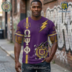 Omega Psi Phi Fraternity 3D Print Purple Gold Lightning Claw Marks T-Shirt