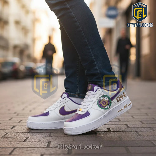 Omega Psi Phi Fraternity Custom Purple & Gold Air Force 1 Sneakers