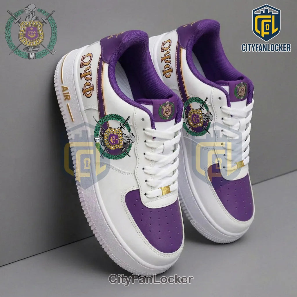 Omega Psi Phi Fraternity Custom Purple & Gold Air Force 1 Sneakers
