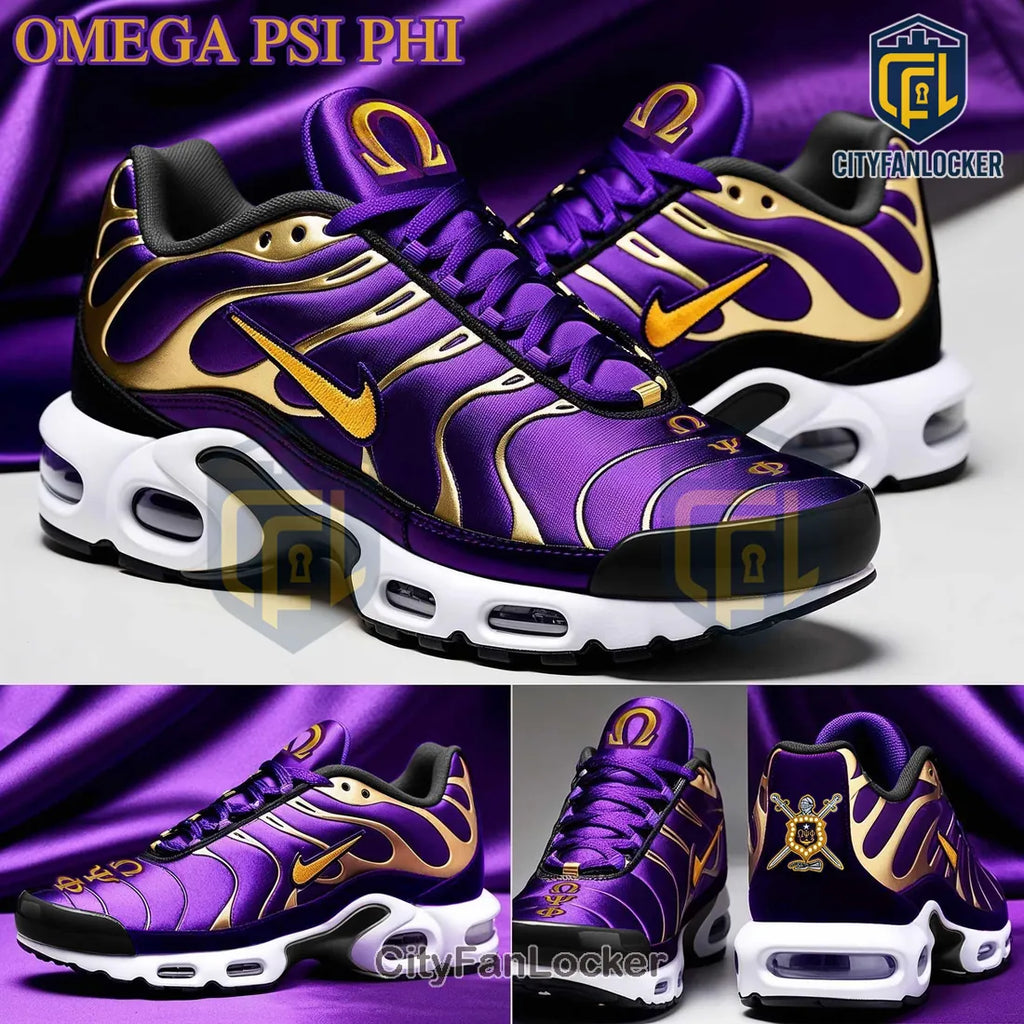 Omega Psi Phi Greek Fraternity Custom Purple & Gold TN Sneakers