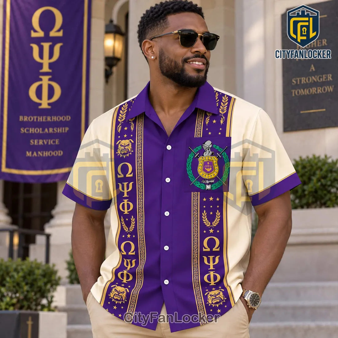 Omega Psi Phi Mascot Pattern Hawaiian Shirt