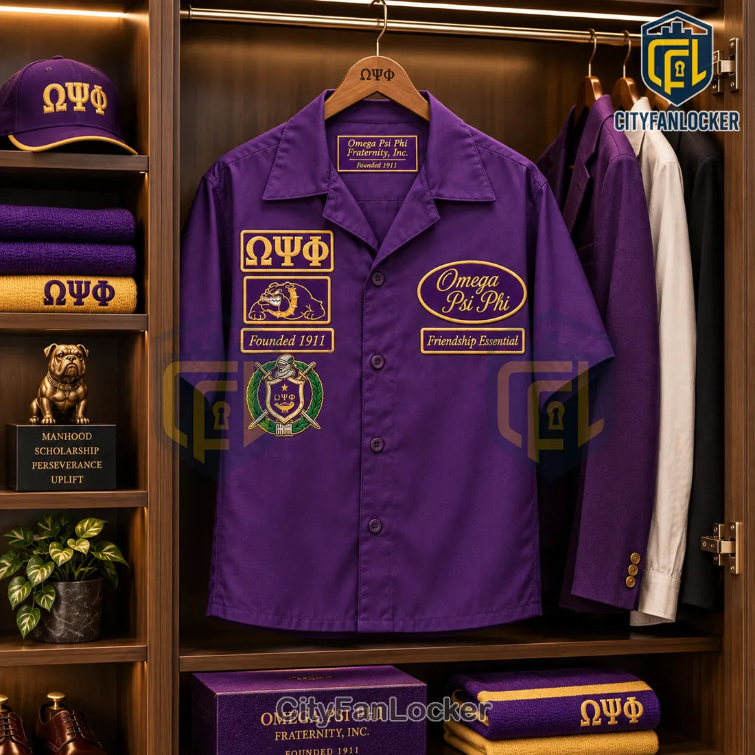 Omega Psi Phi Purple Button Down Hawaiian Shirt