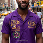 Omega Psi Phi Purple Button Down Hawaiian Shirt
